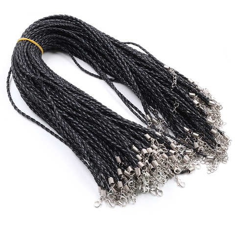 3mm 10Pcs/lot Handmade Weave Leather Adjustable Braided Rope Necklaces & Pendant Charms Findings Lobster Clasp String Cord ► Photo 1/3