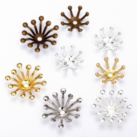 50pcs 15mm*13mm Filigree Jewelry Spacer Flowers Charms Loose Bead End Caps for DIY Jewelry Accessories ► Photo 1/6