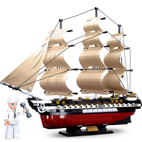 Sluban Building Block Military Pirate Frigate USS Constitution Cruser Ship Educational Bricks Toy Boy Gift-No Retail Box ► Photo 1/2