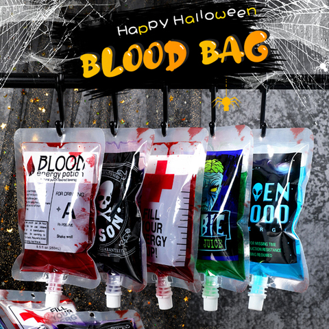 1pc creative beverage bag Halloween plasma bag beverage juice packaging bag 25ml wine bag holiday bar decoration props prank toy ► Photo 1/4