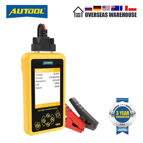 AUTOOL BT460 Car Battery Tester 12V 24V Multifunction Battery Charging System Analyzer Test With 4inch Colorful Display for Car ► Photo 1/6