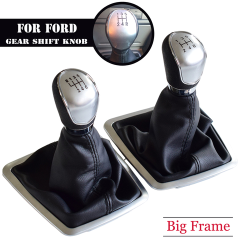 Gear Shifter Knob Lever Manual 5 6 Speed For Ford Focus 2 MK2 FL C-MAX 2006-2011MK3 MK4 MK7 Galaxy With Leather Dustproof Cover ► Photo 1/6