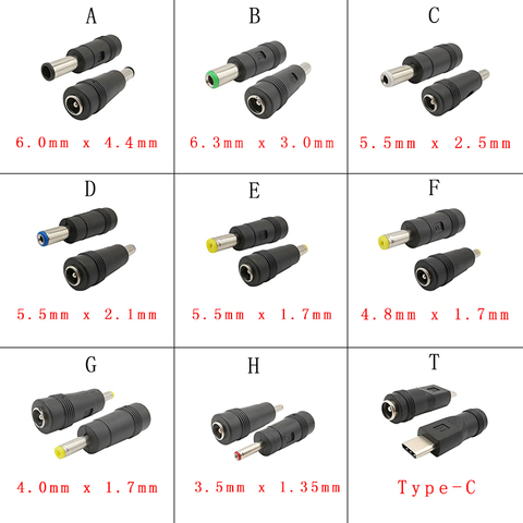 DC Power 5.5x2.1mm Female Jack to DC Male Plug Tips Multi Adapter Connectors Converter for Computer Cable Notebook Laptop ► Photo 1/2