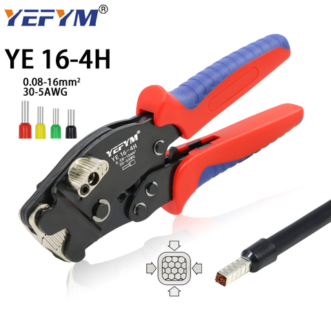 0.08-16mm2 YE 16-4H Tubular terminal crimping tools mini pliers Adjust knob to control crimping size terminals electrical clamps ► Photo 1/6