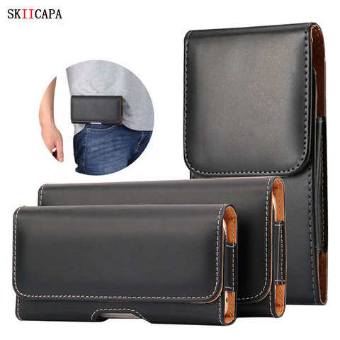 For Samsung Note 20 Ultra M51 M31S Phone Belt Cover for Moto G9 Play Nokia 8.3 LG Q92 Magnetic Leather Case Waist Bag Belt Clip ► Photo 1/6