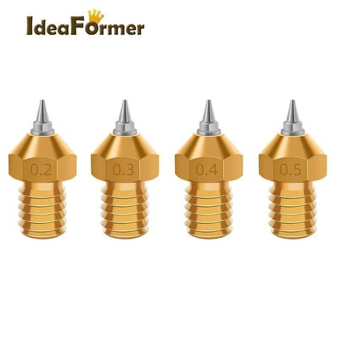 3D printer parts New E3D V5 V6 Brass Nozzle M6 threaded 0.2/0.3/0.4/0.5mm Removable Stainless Steel Tips for 1.75mm filamnet ► Photo 1/6