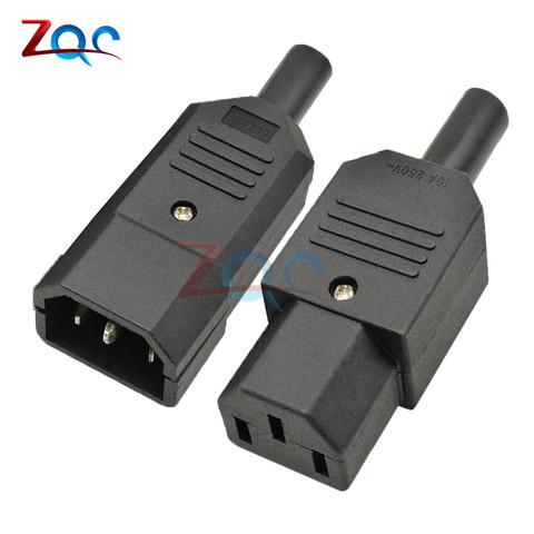 1 pair AC-013A AC 250V 10A Male and Female Power Iron Core Adapter 3 Terminals IEC320 C13 AC Power Connector 3 PIN ► Photo 1/6