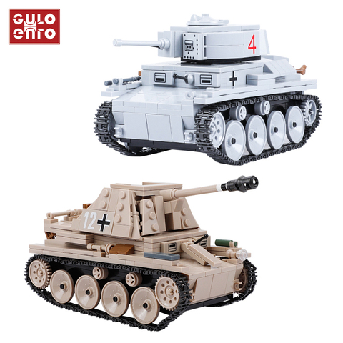 Military Light tank Building Blocks LT-38 Light Tanks Bricks WW2 Army Police Soldier Weapon City Toys Gifts For Children Kids ► Photo 1/6