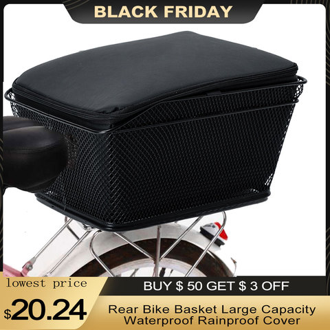 Rear Bike Basket Bicycle Bag Large Capacity Metal Wire Bicycle Basket Waterproof Rainproof Cover ► Photo 1/6