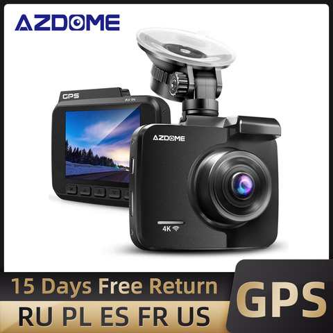 AZDOME WIFI DashCam 4K Ultra HD 2160P GPS Voice Control Car DVR Dashboard  Camera