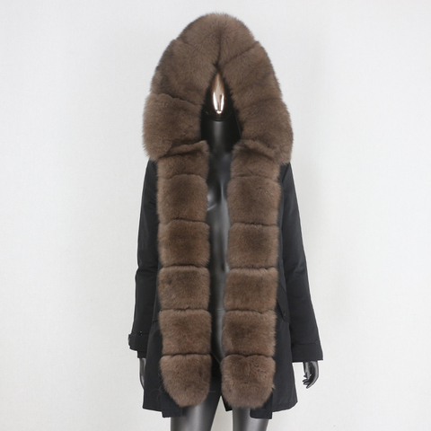 BLUENESSFAIR 2022 Waterproof Long Parka Real Fur Coat Natural Fox Fur Collar Hood Outerwear Winter Jacket Women Warm Streetwear ► Photo 1/6