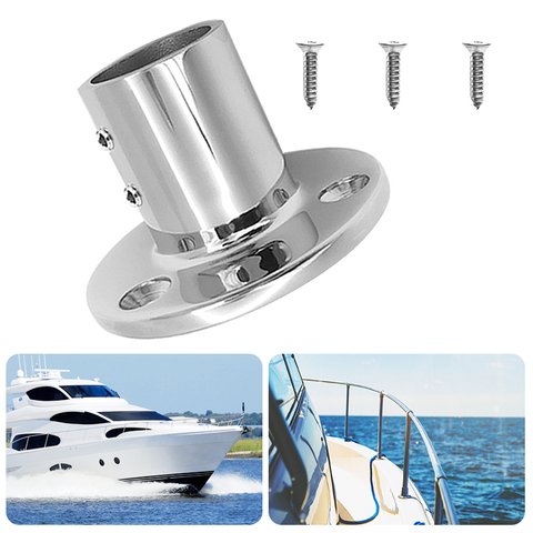 1 Set 25mm /1″ 90 Degree Round Stanchion Base 316 Stainless Steel Boat Hand Rail Fitting For Sailboat & Powerboat Railing Etc ► Photo 1/6