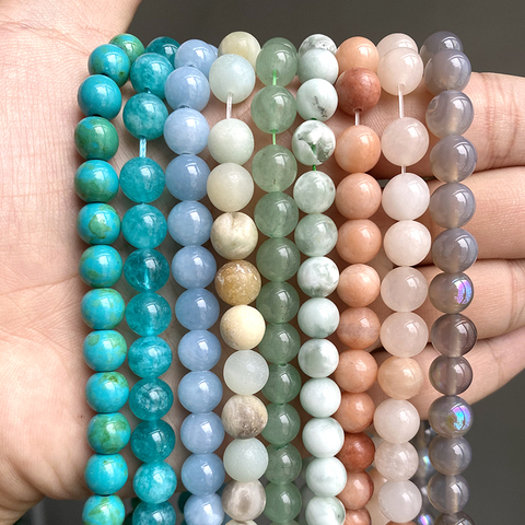 Natural Stone Beads Aventurine Agates 4mm-12mm Round Looose Spacer Beads for Jewelry Making Handmade DIY Bracelet Necklace 15'' ► Photo 1/6