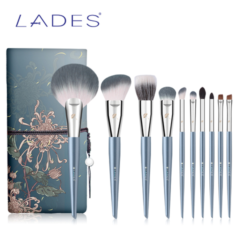 LADES 10PCS Makeup brushes set Professional Beauty Eyeshadow Natural hair With Case Foundation Powder Blushes Make up brush ► Photo 1/6