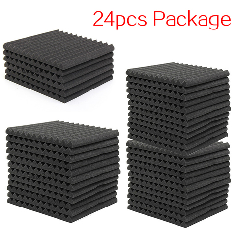 24PCS 300x300x25mm Studio Acoustic Foam Sound Foam Sound Proofing Protective Sponge Soundproof Absorption Treatment Panel ► Photo 1/6