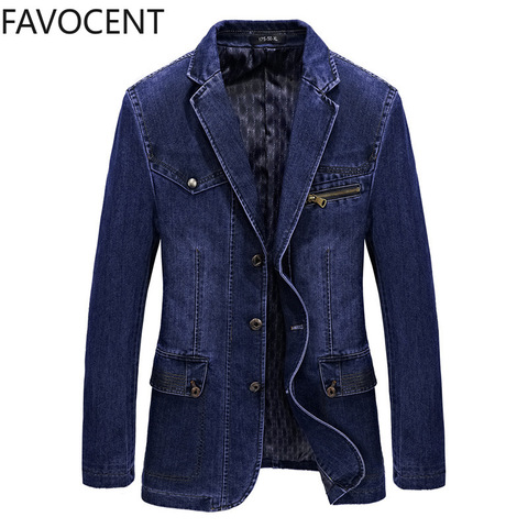 New Blazer Men High Quality Spring Mens Jeans Jacket Coat Male Fashion Denim Blazer Jacket Suit Men Business Casual Suit Top ► Photo 1/6