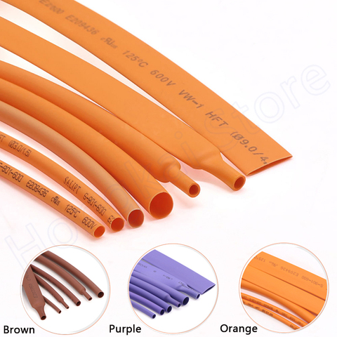 2 Meters Brown Orange Purple Φ1mm- Φ50mm Heat Shrinkable Tube 2:1 Shrink Polyethylene Cable Wire Electrical Sleeving ► Photo 1/5