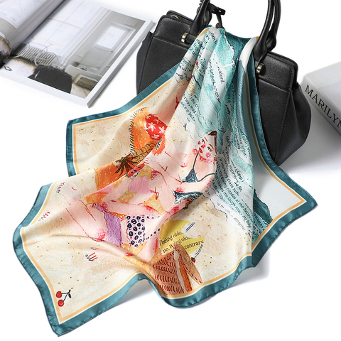 Design Digital Printing Women Silk Scarf Neck Ring Square Office Lady Foulard Neckerchief Hairband 55*55 cm Gril Scarves Tie ► Photo 1/6