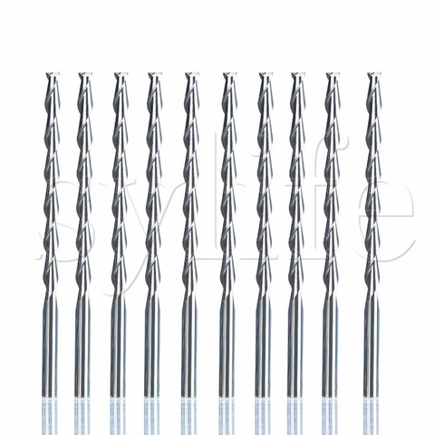 10pcs Solid Carbide Double Two Flute Spiral Cutter 3.175x42mm CNC Router Bits ► Photo 1/1