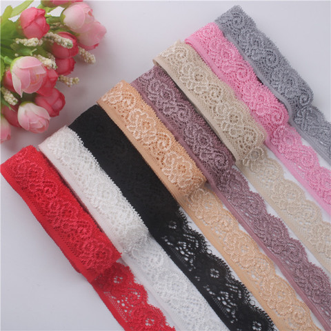 Beautiful 10 Yards Elasticity Lace Ribbon Tape 22mm White Lace Fabric Embroidery Underwear Dress DIY Accessories ► Photo 1/6