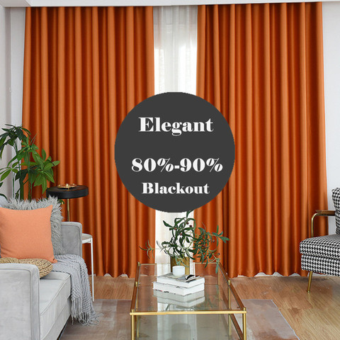 Modern Luxury Europe Elegant Orange Silk Like Blackout Curtains for Living Room Thermal Insulated Bedroom Drapes Ready Made ► Photo 1/6