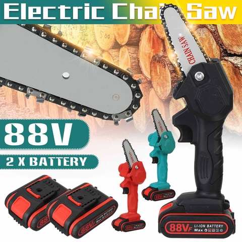 1080W 4 Inch 88V Mini Electric Chain Saw With 2PC Battery Woodworking Pruning One-handed Garden Tool Rechargeable EU Plug ► Photo 1/6