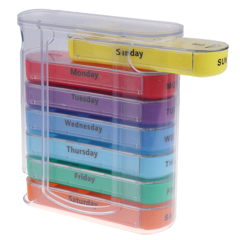 New Home Travel Weekly 7 Days Pill Box 28 Compartments Pill Organizer Plastic Medicine Storage Dispenser Cutter Drug Cases ► Photo 1/6