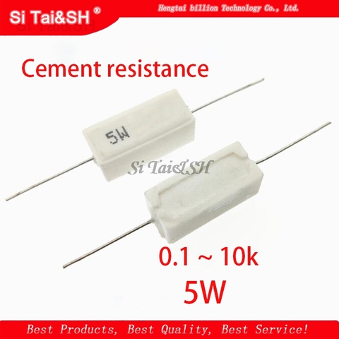 10pcs 5W Cement resistance 0.1 ~ 10k ohm 5% 0.22 0.33 0.5 1 10 100 1K 10K ohm 0.1R 0.22R 0.33R 0.5R 1R 10R 100R ► Photo 1/3