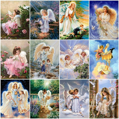 5d Diy Diamond Painting Angel Girl Picture Landscape Cross Stitch Full Diamond Mosaic Diamond Embroidery Wall Decoration ► Photo 1/5