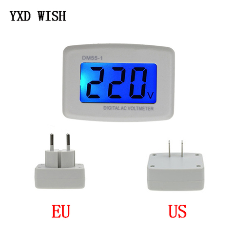 DM55-1 Digital Voltmeter EU US Plug Volt Meter Socket Voltage Tester LCD Display Voltage Meter 110V 220V Wall Flat Voltage Meter ► Photo 1/4