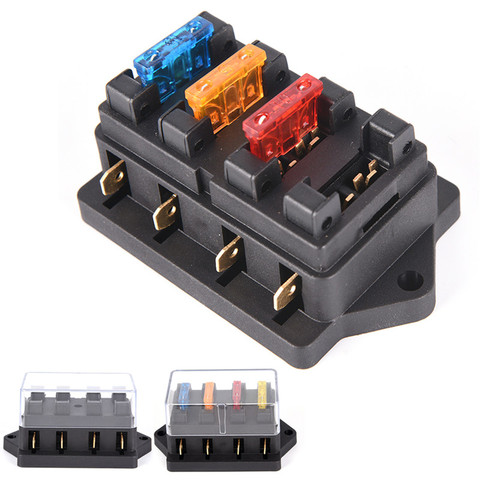 1 Pcs NEW Car 4 Way Circuit Standard ATO Blade Fuse Box Block Holder 12V / 24V+4 Way Fuse For 22mm Handlebar Motorcycles E-Bikes ► Photo 1/6