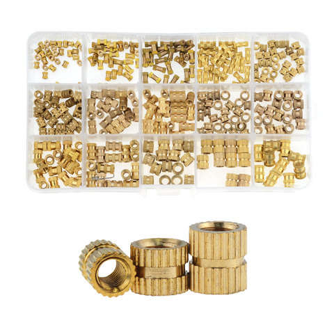 330PCS/Box M2 M3 M4 M5 Brass Insert Nut Injection Molding Brass Knurled Thread Inserts Nuts Assortment Kit M2*4 M3*8 M4*6  M5*10 ► Photo 1/6