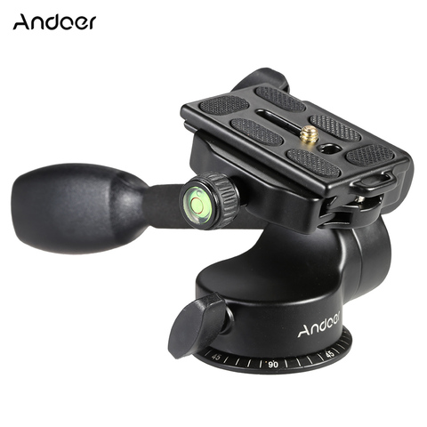 Andoer Q08 3-Way Fluid Ball Head Rocker Arm Video Tripod Ball Head+Quick Release Plate for DSLR Camera Tripod Monopod Ball Head ► Photo 1/6