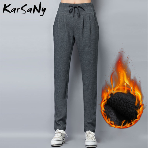 KarSaNy Warm Fleece Sweatpants Winter Pants Women Big Size Thick Loose Sports Velvet Pants Plus Size Harem Trousers Women 2022 ► Photo 1/6