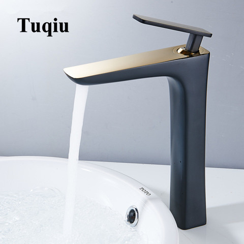 Tuqiu Basin Faucet Bath Water Basin Mixer Tap Bathroom Faucet Hot & Cold Black/White Brass Toilet Sink Water Crane Gold Mixer ► Photo 1/6