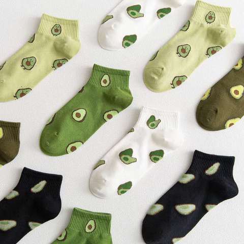 Cheap women boat socks fruit embroidery avocado socks Happy Cotton ankle funny men's and women's summer casual socks wholesale ► Photo 1/6