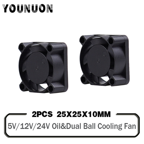 2 Pieces Sleeve&Ball 2510 25MM 25x25x10MM Graphics Card Cooling fan DC 2.5CM 5V/12V/24V Mini Cooler Fan ► Photo 1/6