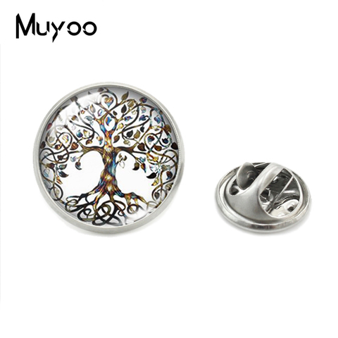 2022 New Fashion Yin Yang Tree of Life Collar Pins Vintage Trees Yinyang Bagua Stainless Steel Jewelry Lapel Pins ► Photo 1/6