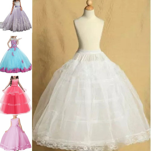 1-18Year White Toddler Petticoat for Girls Kids Crinoline Underskirt Flower Girl Tulle Dance Dress Puffy Skirt Jupon 3Hoop 7Size ► Photo 1/4