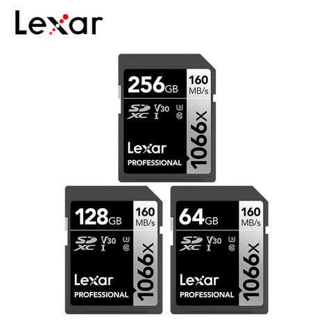 Original Lexar Professional SD Card 1066x 64GB 128GB 256GB Memory Card V30 U3 C10 SDXC Flash Card For 4K UHD Camera ► Photo 1/6
