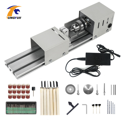 DC12-24V Mini Lathe Machine Tools Beads Machine Woodworking DIY Miniature Lathe with Power Carving Cutter Wood Lathe ► Photo 1/6