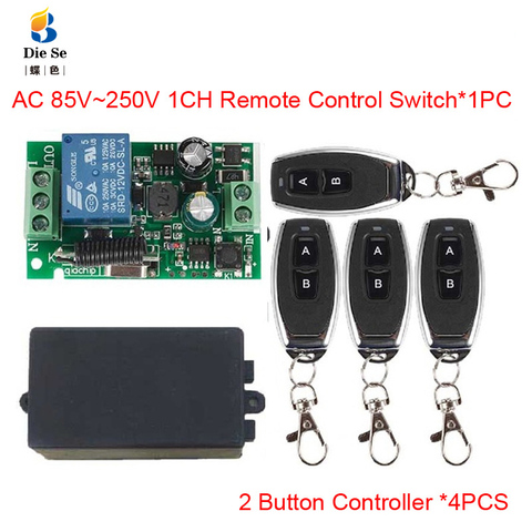 433MHz Universal Wireless Remote Control Switch AC 110V 220V 1CH Relay Receiver Module 2 Button Remote Control RF Remote Control ► Photo 1/6