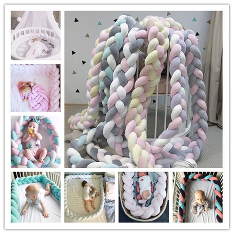 1M Baby Bed Bumper Bed Braid Knot Pillow Cushion Bumper for Infant Bebe Crib Protector Cot Bumper Room Decor ► Photo 1/6