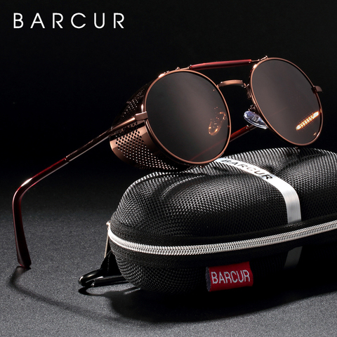 BARCUR Round Polarized Sunglasses Gothic Steampunk Sunglasses Men Women Vintage Shades UV400 ► Photo 1/6