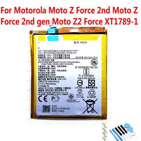 NEW Original 2730mAh HD40 SNN5987A battery For Motorola Moto Z Force 2nd Moto Z Force 2nd gen Moto Z2 Force XT1789-1 ► Photo 1/1