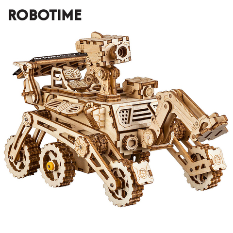 Robotime ROKR DIY Solar Energy Wooden Blocks Toys Model Building Kit Space Hunting Assembly Toys For Children Kids ► Photo 1/6