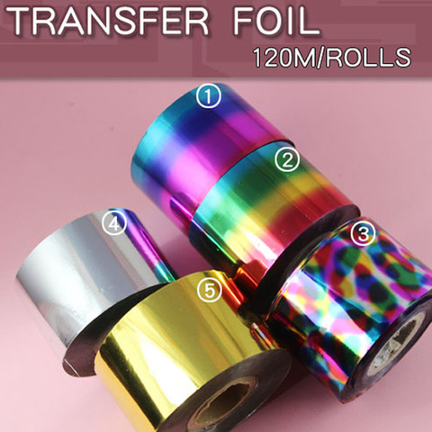1pcs/lot Gradient Color Nail Foil roll Sticker for Nail Art Decoration 4cm*120m Nail Art Silver Gold rose gold Transfer Sticker ► Photo 1/6
