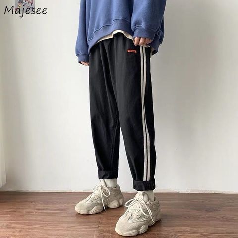 Casual Pants Men Loose Straight Ankle-length Trousers Patchwork Striped Summer Breathable Mens Oversize 3XL Korean Ulzzang Chic ► Photo 1/6