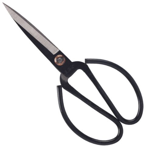 Full Carbon Steel Household Bonsai Scissors 215mm Traditional Vintage Black Coated Trimming Scissor Silver Rivet ► Photo 1/4