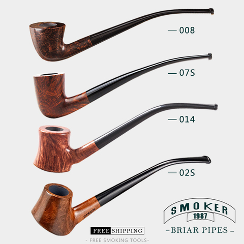 ▂ξ Smoker [Freeshipping] BriarWood Pipe Long Stem Tobacco Pipes Churchwarden 3MM Metal Filters Hot Sale Free Smoking Tools ► Photo 1/6